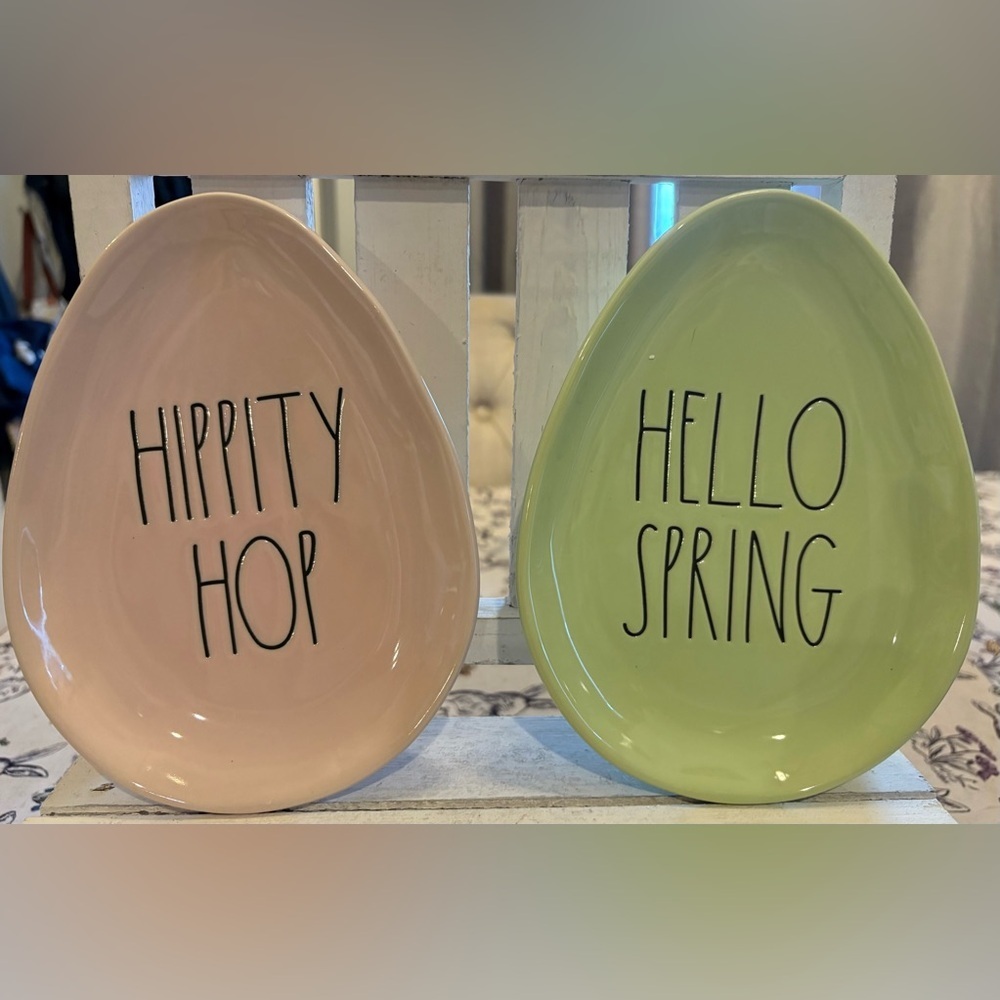 Rae Dunn Pastel Egg Plates - Pink and Green